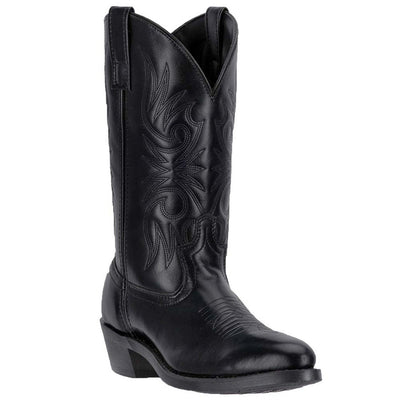 Laredo Paris Black Leather R-Toe Boots for Men
