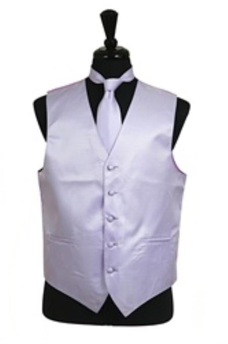 Horizontal Rib Pattern Dress Tuxedo Wedding Vest ~ Waistcoat ~ Waist coat Tie Set Lavender Buy 10 of same color Tie For $25 Each - Men's Neck Ties - Mens Dress Tie - Trendy Mens Ties