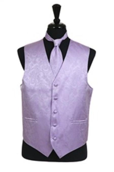 Tuxedo Vest - Wedding Vest Lavender paisley tone on tone Vest Waist coat Tie Set - Men's Neck Ties - Mens Dress Tie - Trendy Mens Ties