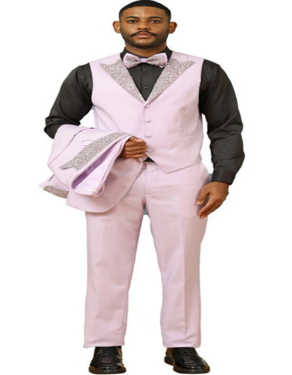 Lavender Prom Tuxedo with Vested Rhinestone sequin Lapel