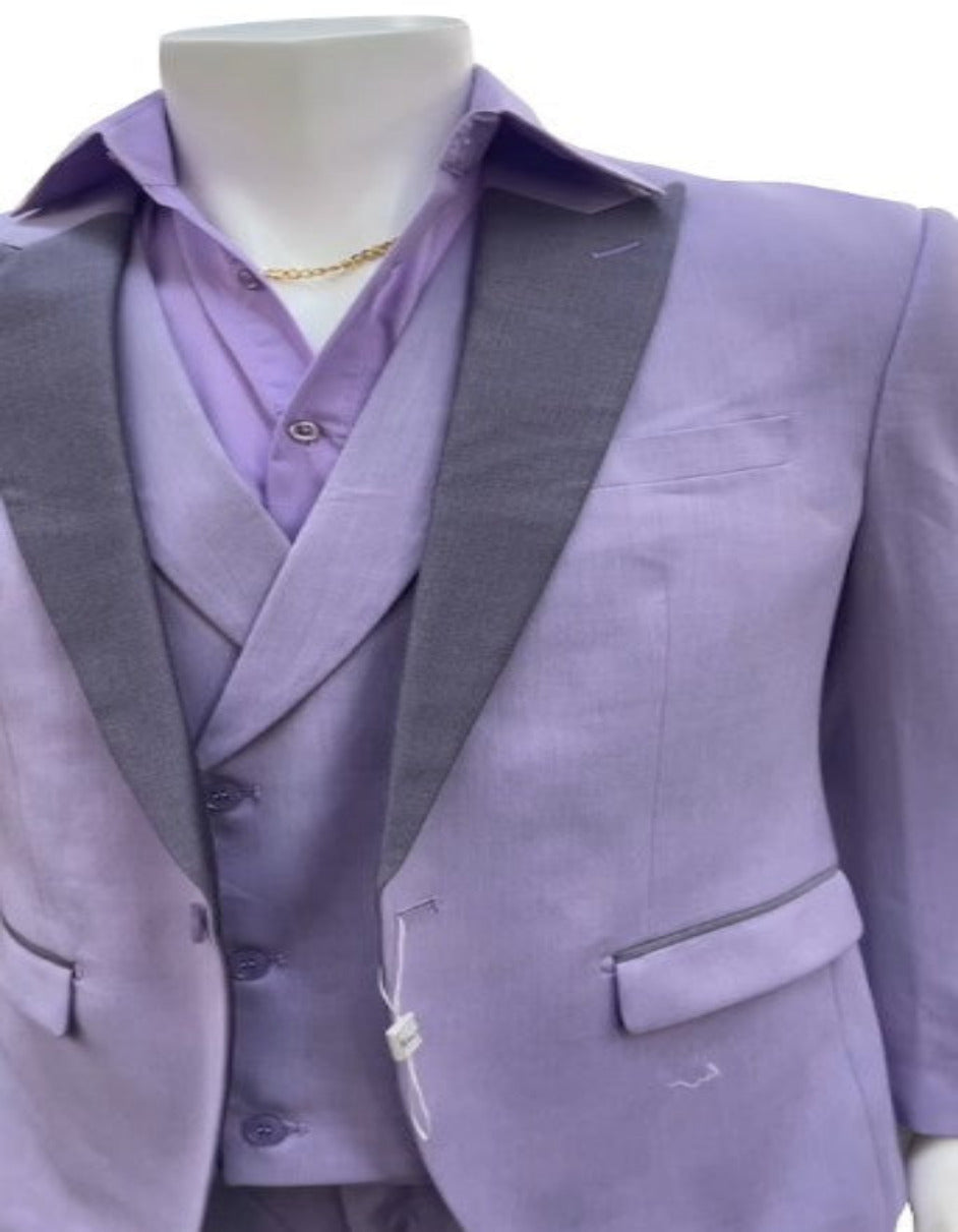 Men's Lavender Vested Prom Tuxedo Suit