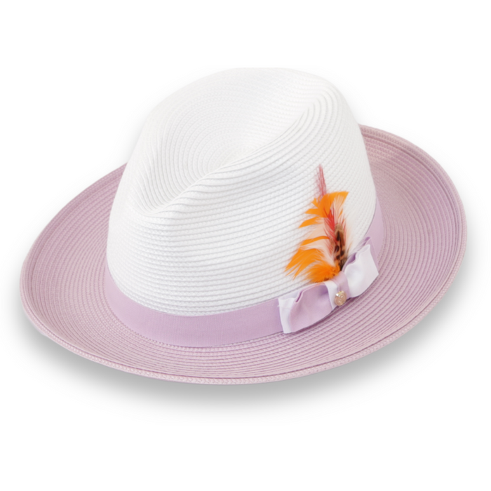 Tapa Two-Tone Lavender and White Fedora – Men’s Crushable Straw Dress Hat