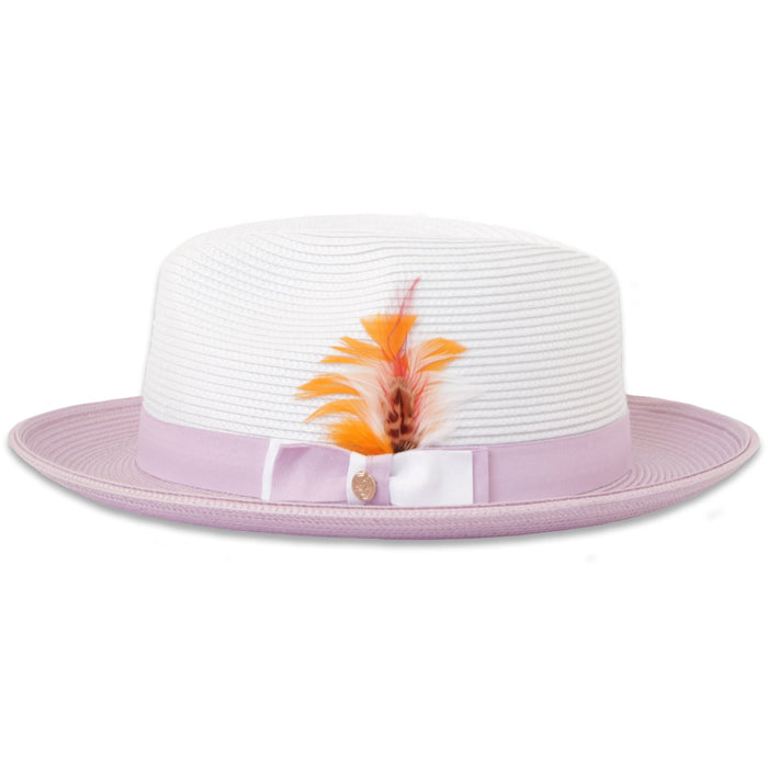 Tapa Two-Tone Lavender and White Fedora – Men’s Crushable Straw Dress Hat