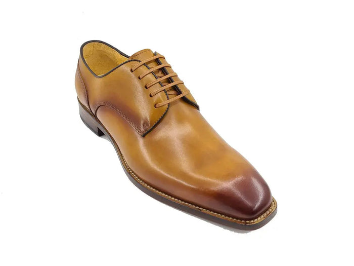 Carrucci Leather Sole Plain Toe Burnished Blucher