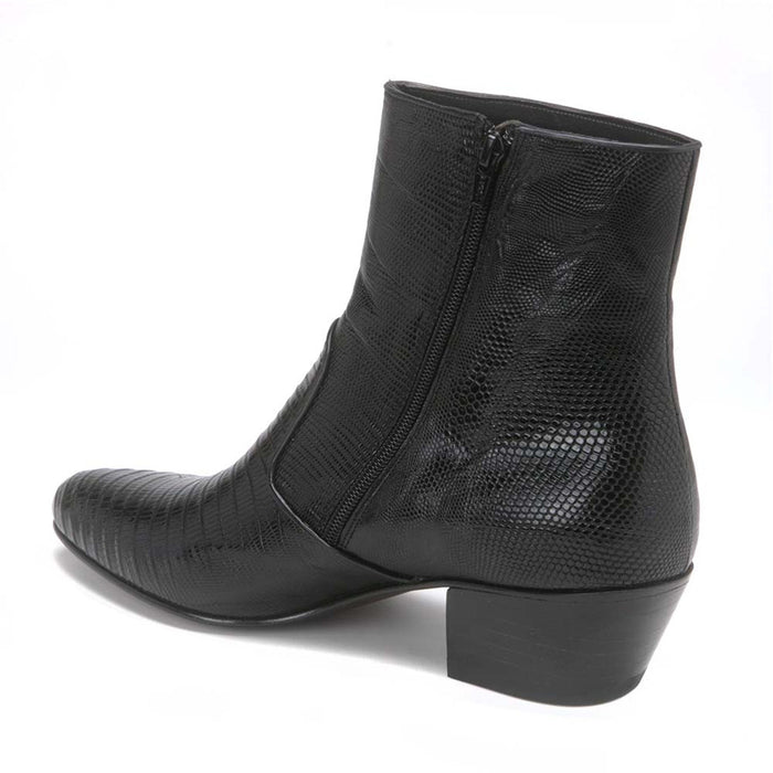 Los Altos Black Lizard Leather Ankle Boots