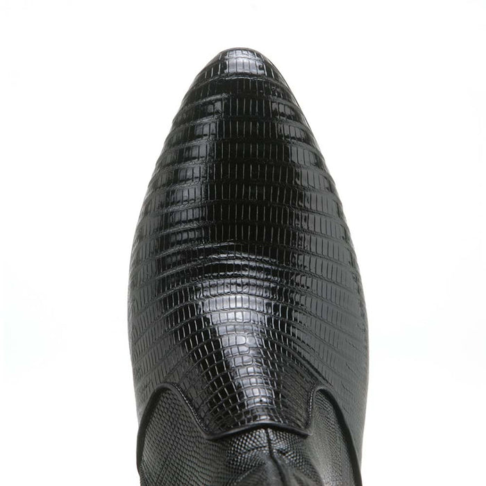 Los Altos Black Lizard Leather Ankle Boots