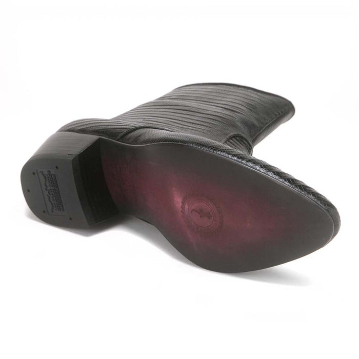 Los Altos Black Lizard Leather Ankle Boots