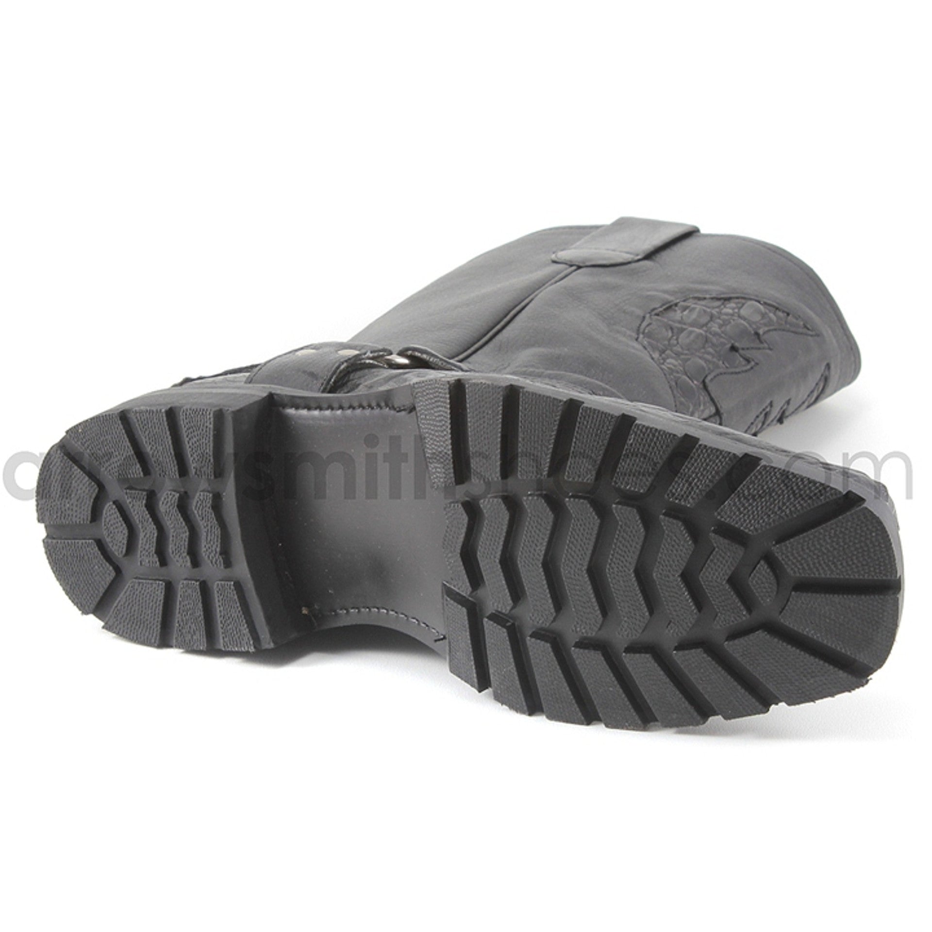 Los Altos Black Caiman Biker Boots