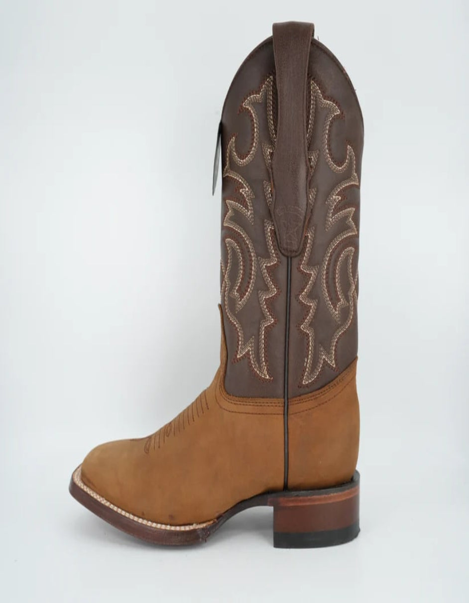 Los Altos Crazy Leather Tan Square Toe Boot