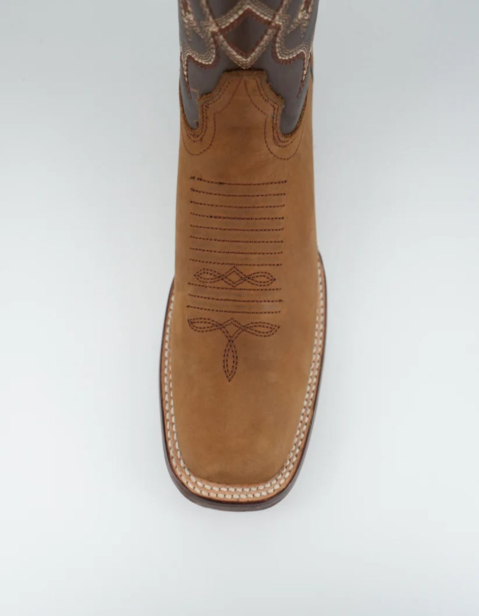 Los Altos Crazy Leather Tan Square Toe Boot