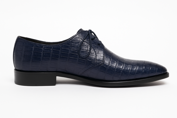 Los Altos Caiman Belly Derby Shoes Faded Navy
