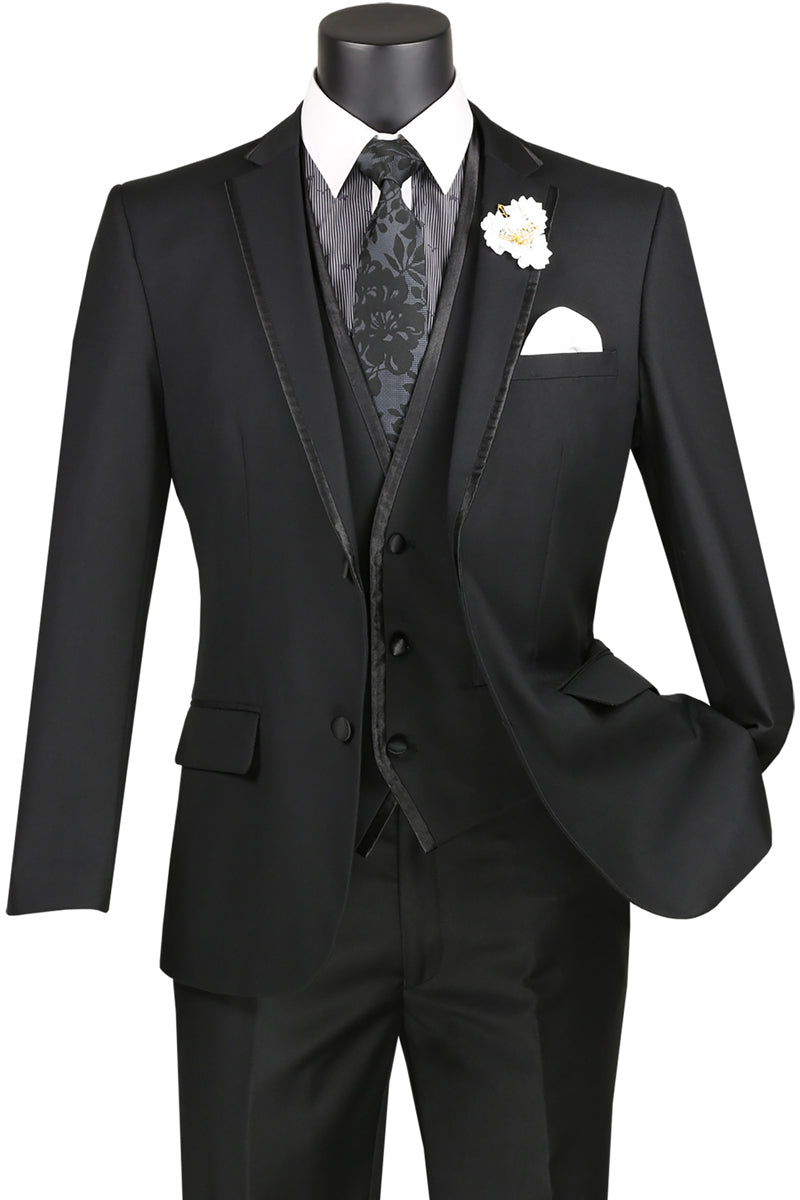 Leonardo Slim Fit 3 Piece Tuxedo Black