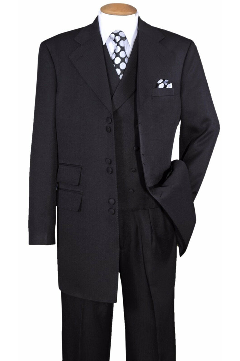Mens 6 Button Double Breasted Vest Fashion Zoot Suit in Black