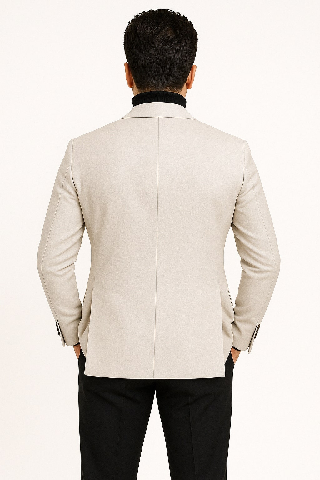 Light Beige Slim Fit Notch Lapel Blazer