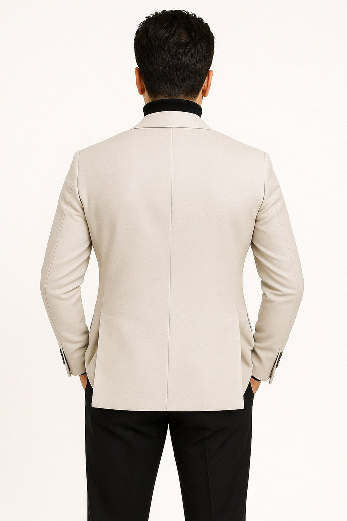 Light Beige Slim Fit Notch Lapel Blazer