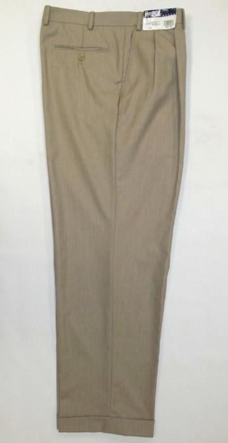 long rise big leg slacks Men's Wide Leg Triple Pleat Pant Toast~Light Mocca Color 22- Inch\ around the bottom unhemmed unfinished bottom