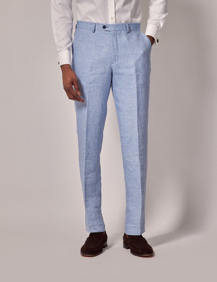 Men's Light Blue Linen Wedding Suit