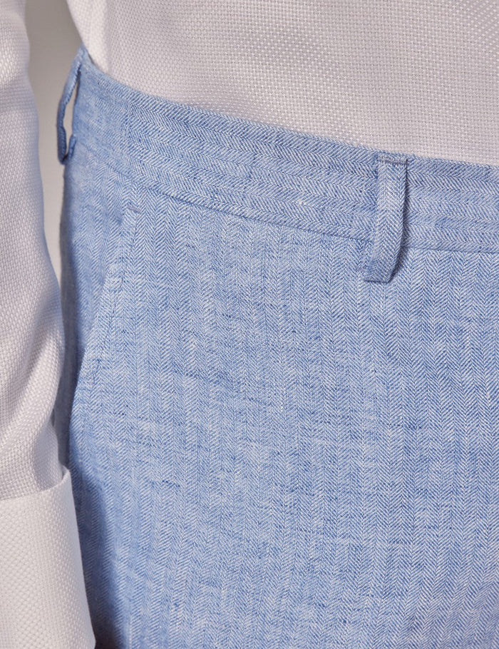 Men's Light Blue Linen Wedding Suit