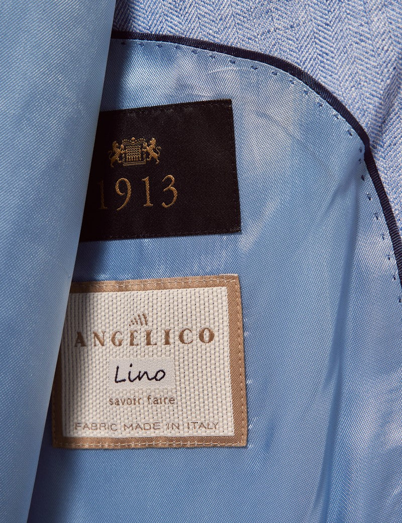 Men's Light Blue Linen Wedding Suit