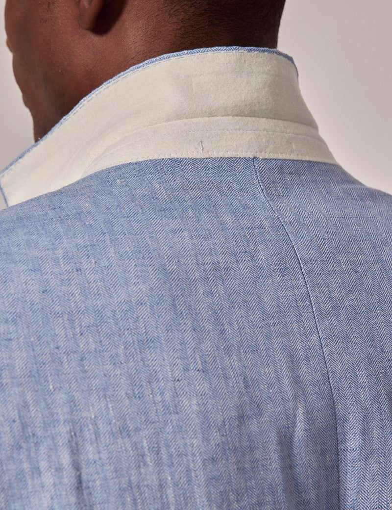 Men's Light Blue Linen Wedding Suit