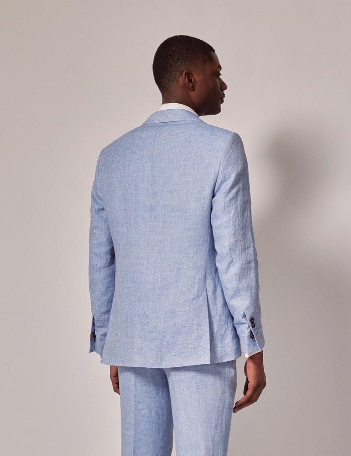 Men's Light Blue Linen Wedding Suit