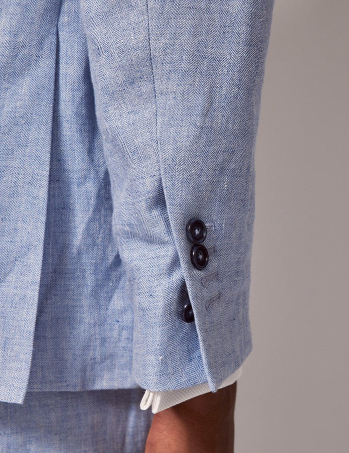 Men's Light Blue Linen Wedding Suit