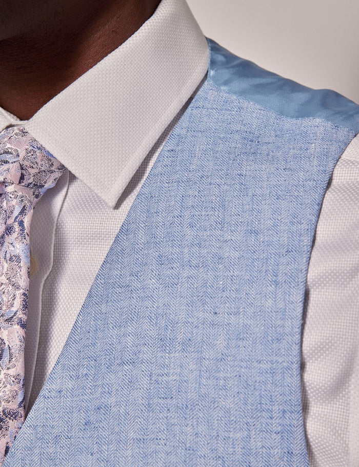 Men's Light Blue Linen Wedding Suit