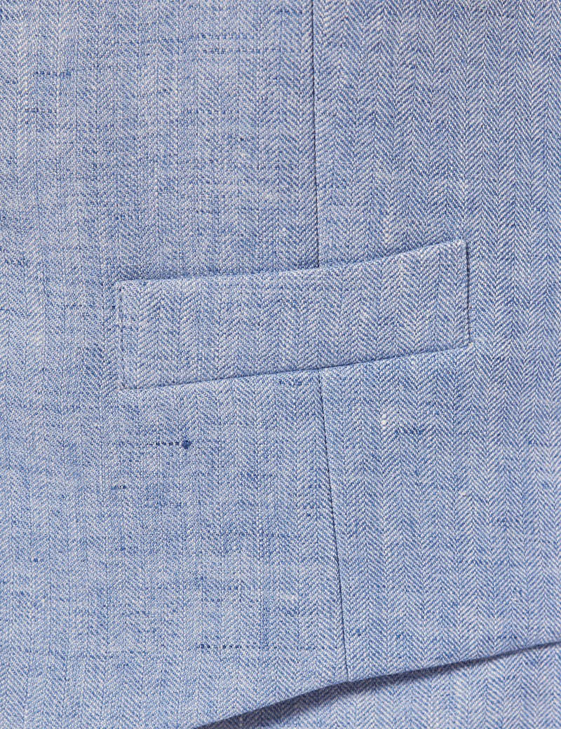 Men's Light Blue Linen Wedding Suit