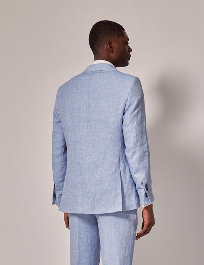 Men's Beach Wedding Light Blue Linen Suit