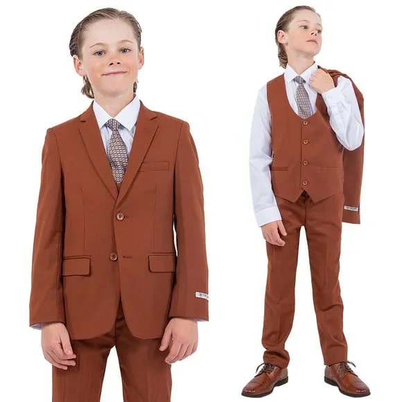 Stacy Adams 5pc Slim-Fit Boys Suit Light Brown