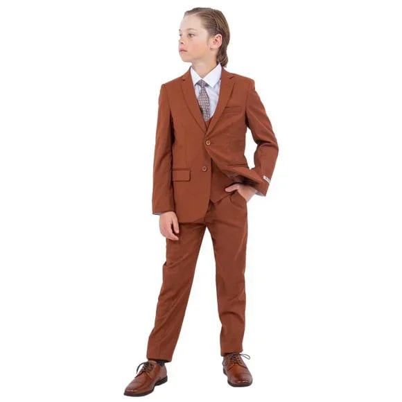 Stacy Adams 5pc Slim-Fit Boys Suit Light Brown