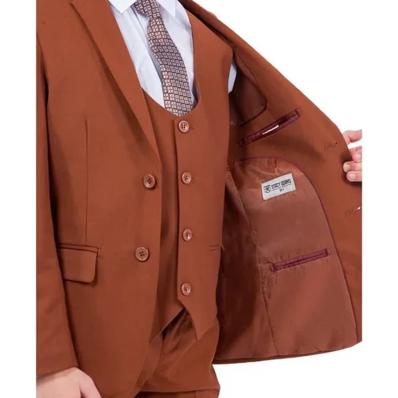 Stacy Adams 5pc Slim-Fit Boys Suit Light Brown