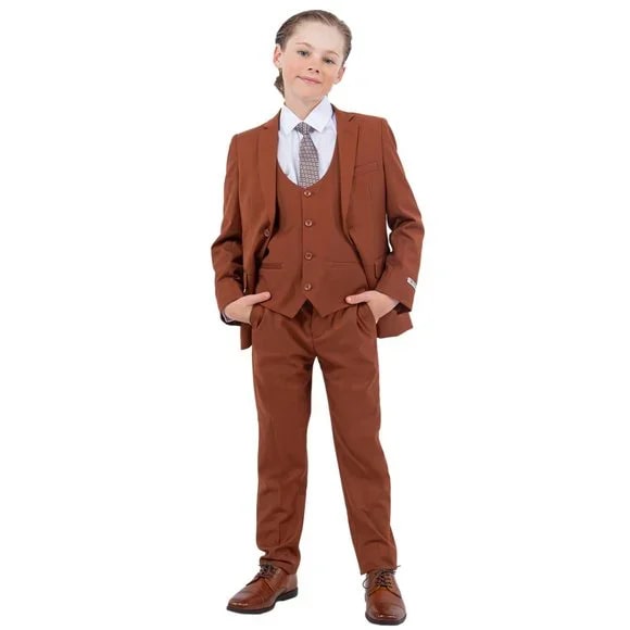 Stacy Adams 5pc Slim-Fit Boys Suit Light Brown