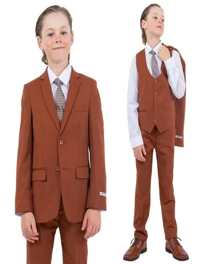 Stacy Adams 5pc Slim-Fit Boys Suit Light Brown