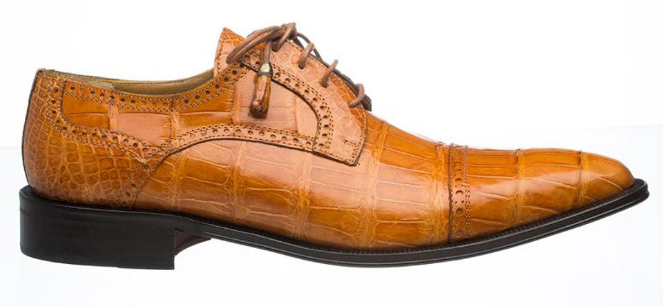 Ferrini Cognac Alligator Cap Toe Shoes