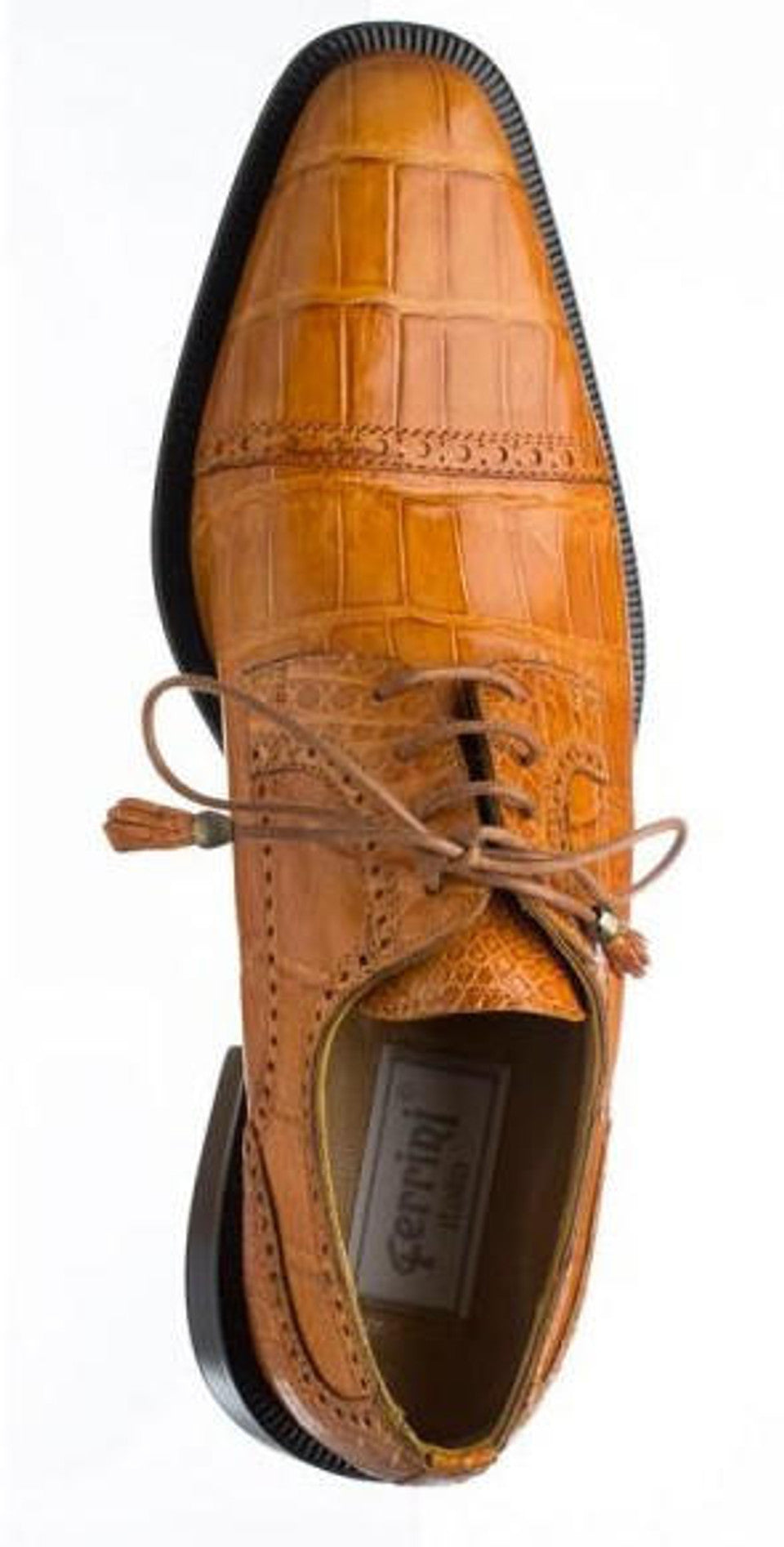 Ferrini Cognac Alligator Cap Toe Shoes
