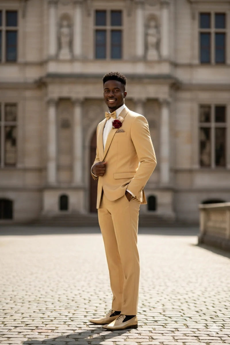 Light Gold 1-Button Shawl Tuxedo