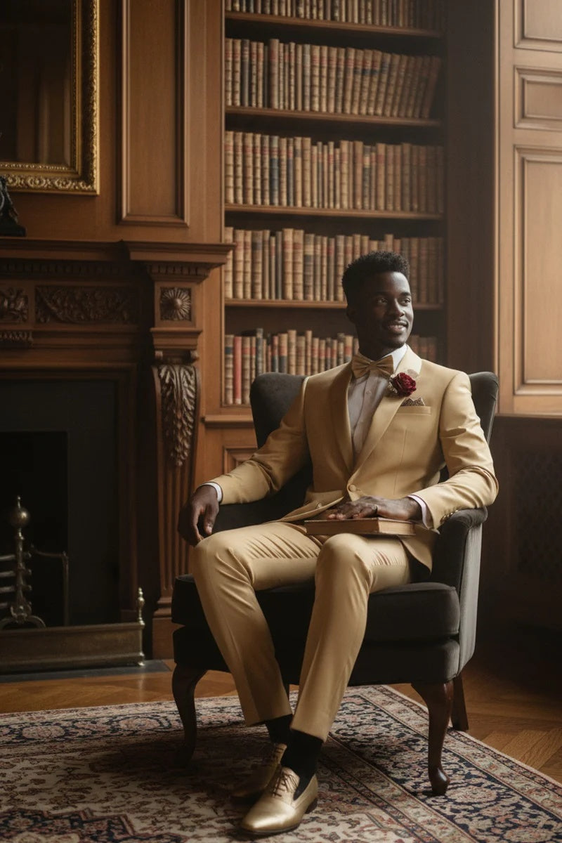 Light Gold 1-Button Shawl Tuxedo