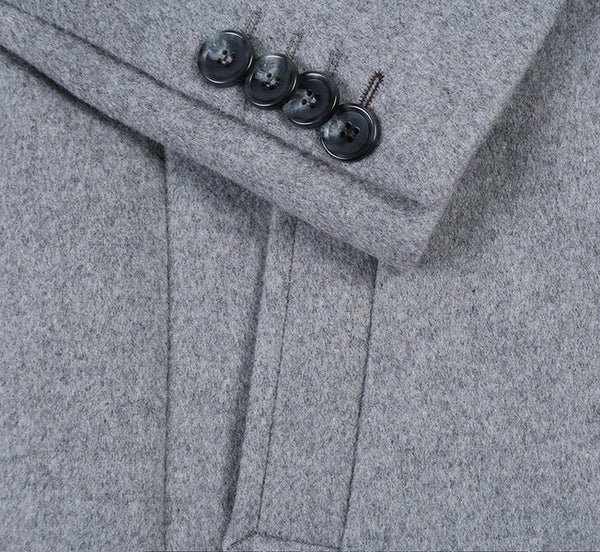 Slim Fit Light Gray Wool Overcoat