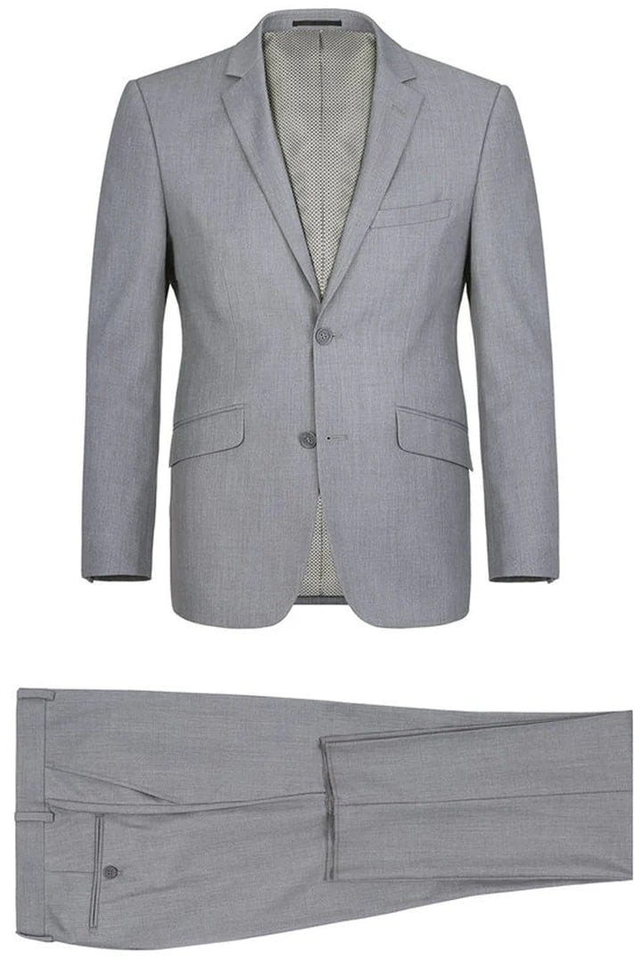 Slim Fit Two Button Light Grey Suit