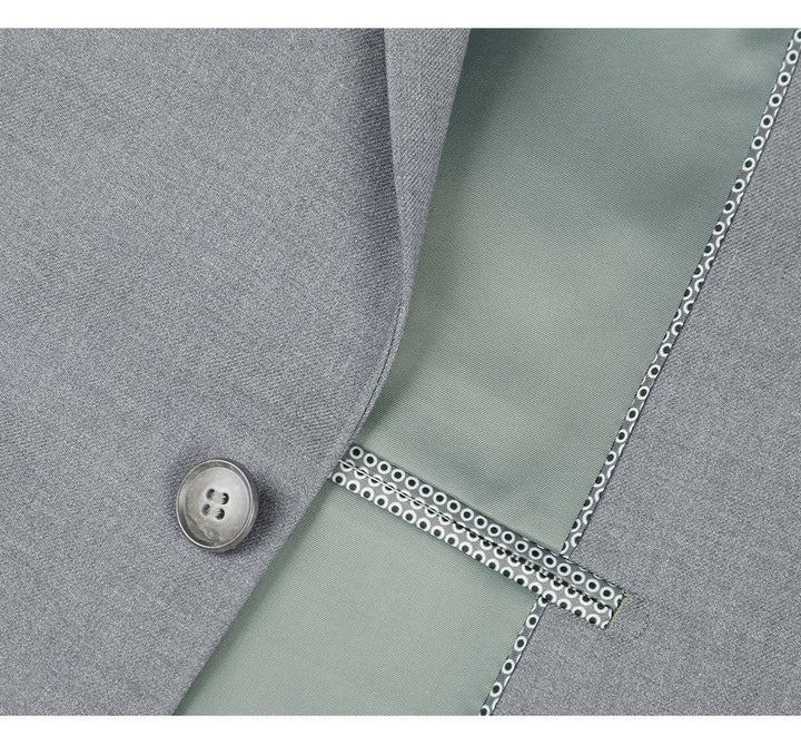 Slim Fit Two Button Light Grey Suit