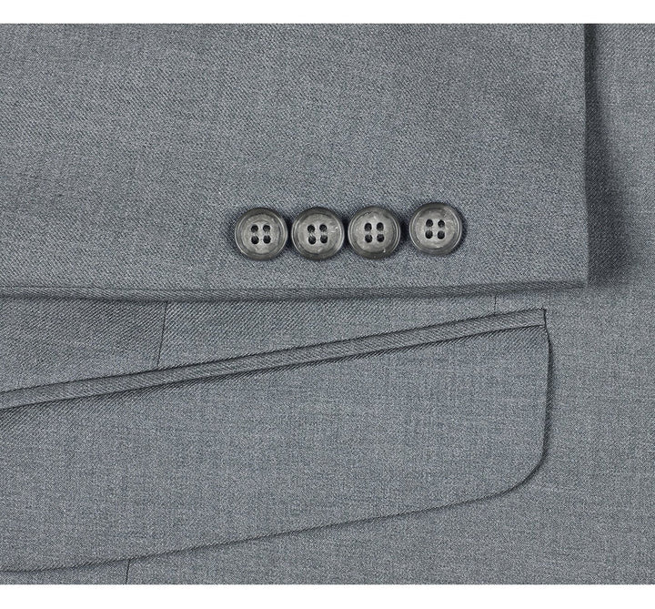 Slim Fit Two Button Light Grey Suit