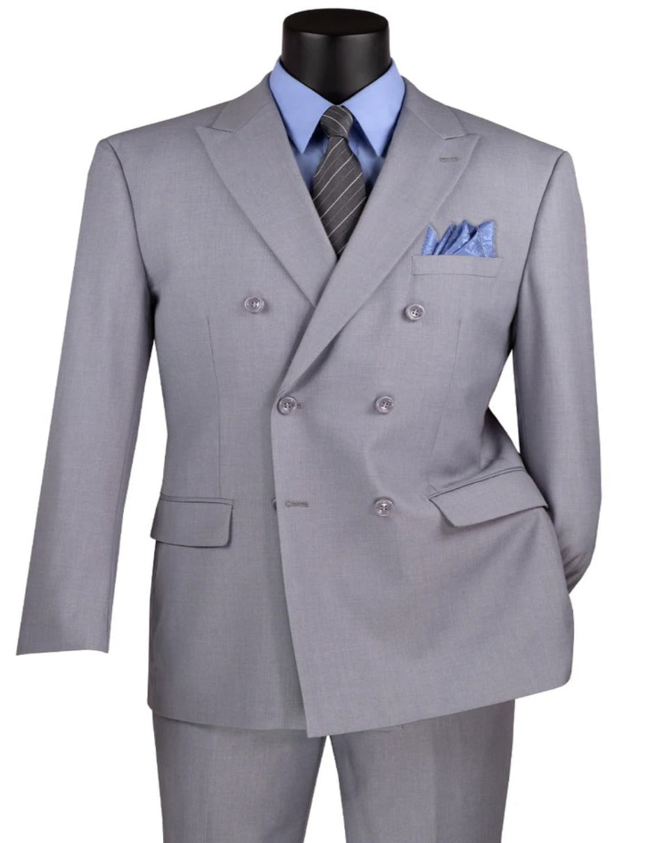Classic Double Breasted Light Grey Suit