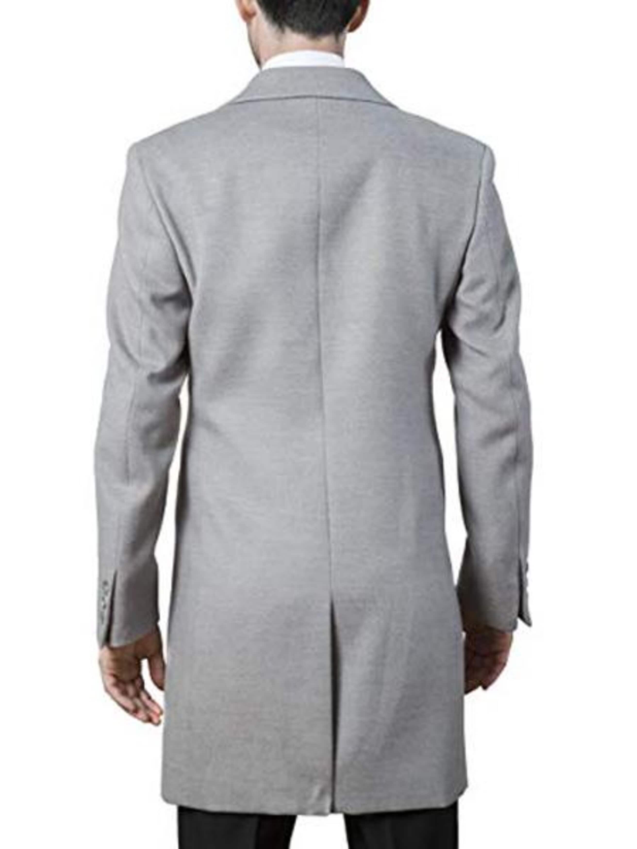 Light Grey Modern Fit Men's Topcoat: Winter Essential