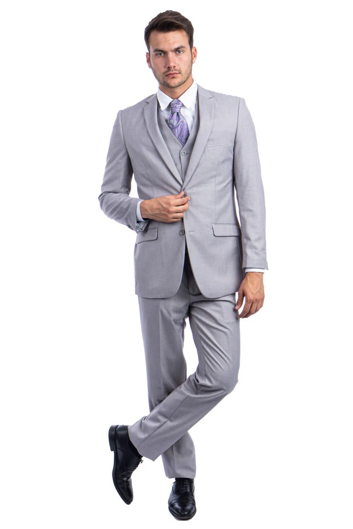 Light Grey Hybrid Fit Vested Suit