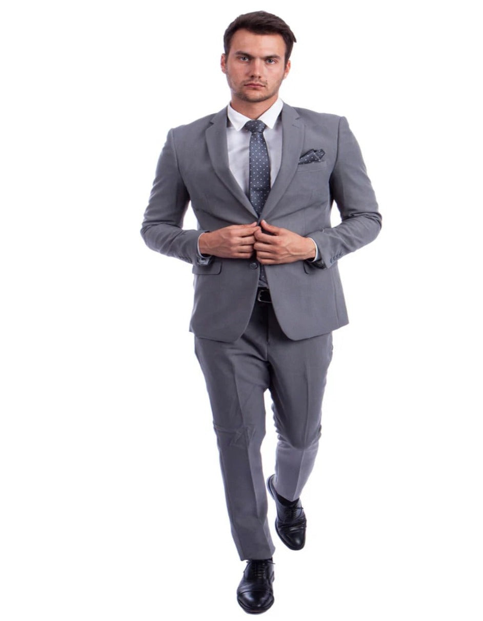 Light Grey Two Button Hybrid Fit Suit
