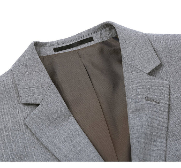 Light Grey Two Button Slim Fit Wool Suit