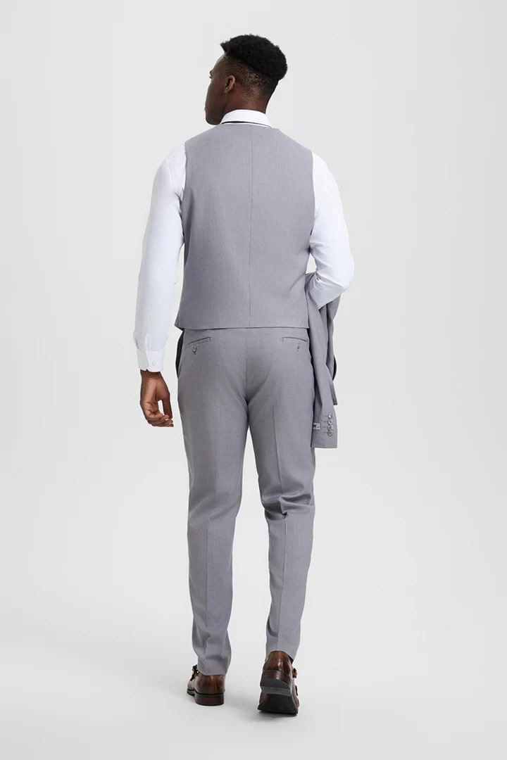 Stacy Adams Silver Gray Vested Wedding Suit