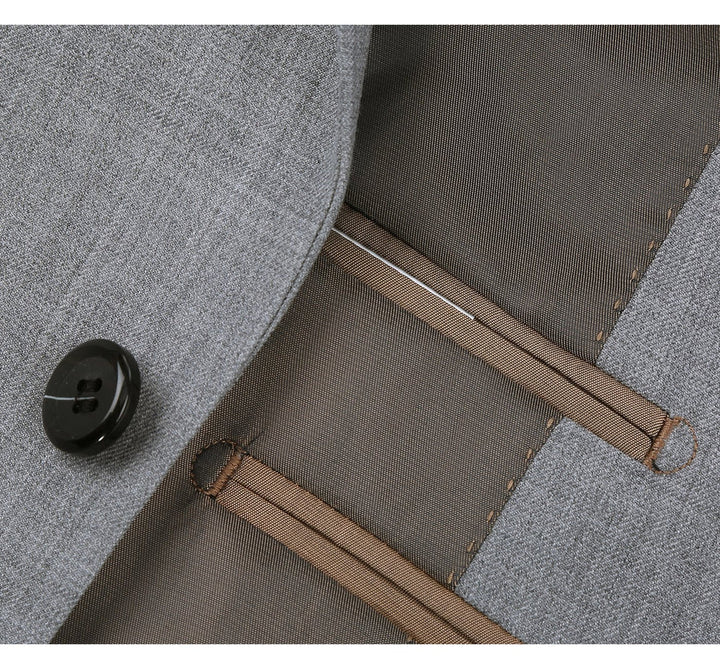 Light Grey Two Button Slim Fit Wool Suit