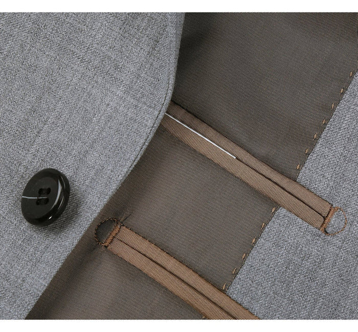 Light Grey Two Button Slim Fit Wool Suit
